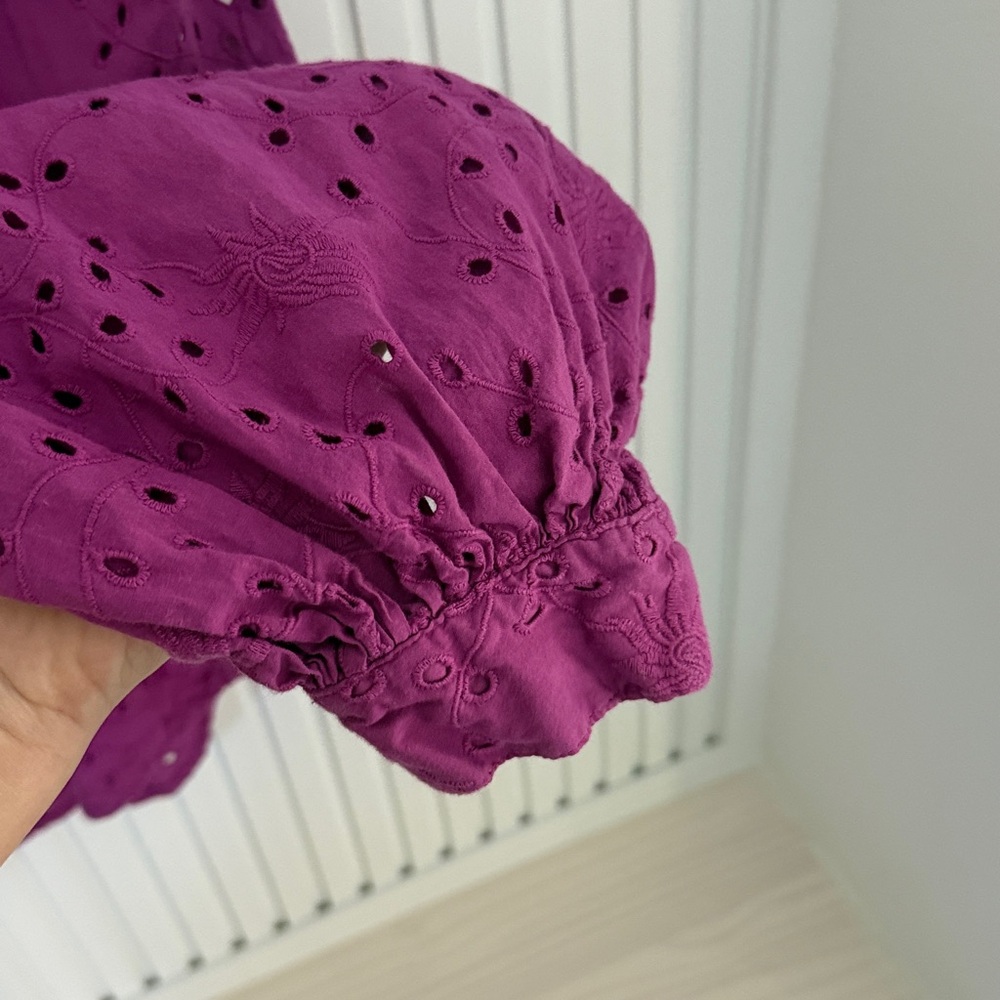 Sundance Purple Eyelet Button-Up Blouse - Picture 4 of 5